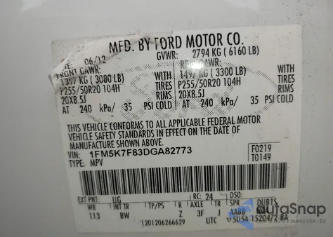 2013 Ford Explorer Limited z USA, uszkodzony, nr VIN 1FM5K7F83DGA82773